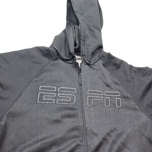 ESPN Hoodie Sweatshirt Mens Large Full Zip Athletic Jacket Gym Kangaroo Pockets